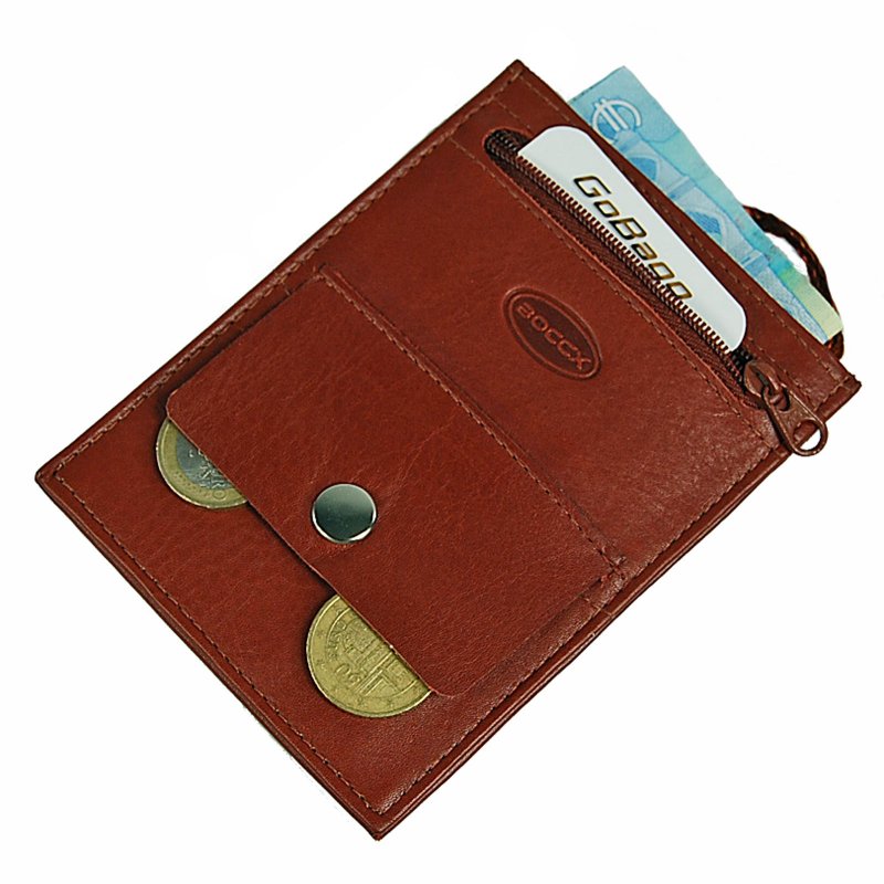 Kleiner Brustbeutel Leder mit RFID Blocker Brusttasche Klarsichtfach Security Wallet 10017