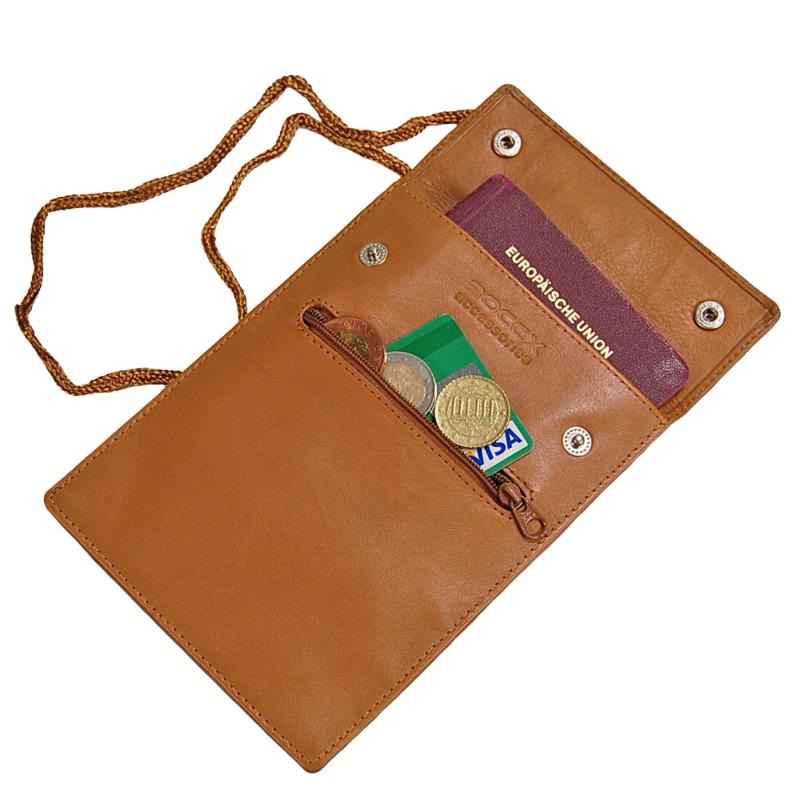 Brustbeutel Leder Brusttasche groß RFID Reisepass Security Wallet 10019